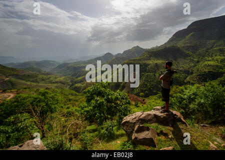 Vue sur les hauts plateaux du nord de l'Ethiopie Banque D'Images