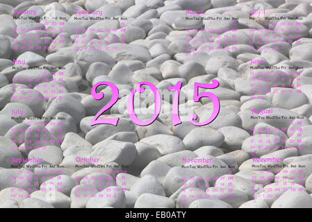 Calendrier de l'année européenne 2015 avec pierres gris