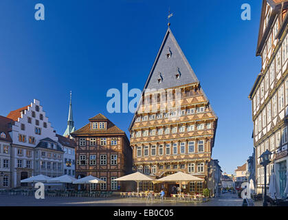 Les halls de guilde sur le marché à Hildesheim, Allemagne Banque D'Images