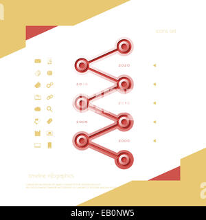 Infographie timeline bar et un ensemble d'icônes Web modèle de conception de scénario. Banque D'Images