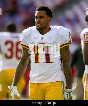 San Francisco, Californie, USA. 23 Nov, 2014. Redskins de Washington le receveur DeSean Jackson (11) se réchauffe avant le match de football américain NFL entre les Redskins de Washington et les San Francisco 49ers à Levi's Stadium à San Francisco, CA. Credit : Damon Tarver/Cal Sport Media/Alamy Live News Banque D'Images