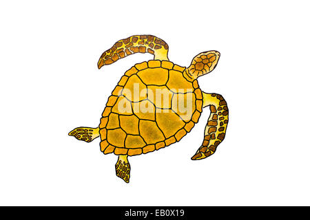 Dessin isolé d'UNE tortue de mer jaune Banque D'Images