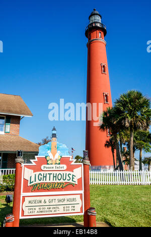 Daytona Beach Florida, Ponce de Leon Inlet Water Light, phare, musée, panneau, logo, visiteurs Voyage voyage touristique touristique sites touristiques cu Banque D'Images