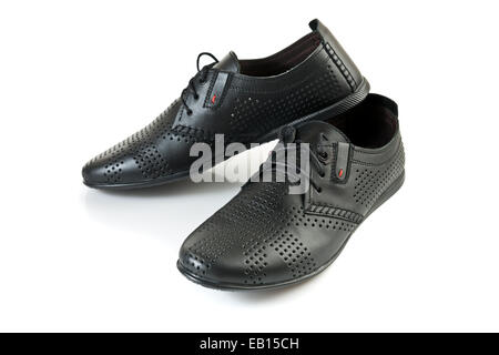 L'homme noir chaussures femme isolé sur fond blanc Banque D'Images