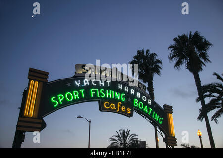 Entrée de la jetée de Santa Monica, Santa Monica, Californie, USA Banque D'Images