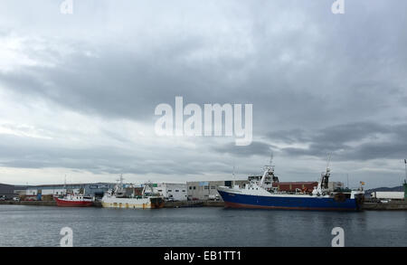 Vigo, Espagne. 18 Nov, 2014. Les navires dans le port du nord de la ville espagnole de Vigo, Espagne, 18 novembre 2014. Photo : Carmen Jaspersen/dpa/Alamy Live News Banque D'Images