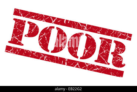 Grunge stamp rouge pauvres isolated on white Banque D'Images
