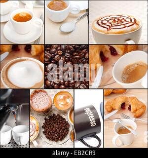Sélection de différents type de café sur la composition collage cadre noir imbriqué Banque D'Images