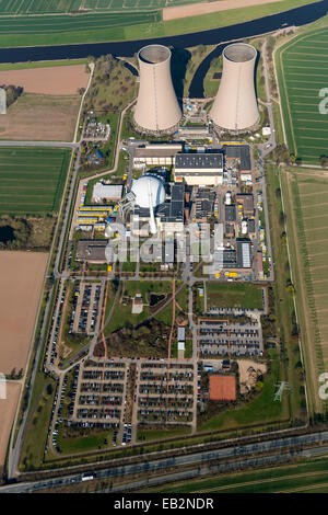 Vue aérienne, Grohnde centrale nucléaire sur la rivière Weser, Grohnde, Emmerthal, Basse-Saxe, Allemagne Banque D'Images