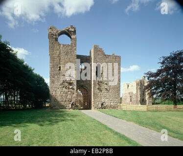 Gatehouse et garder, Etal Castle, Northumberland, Angleterre Banque D'Images