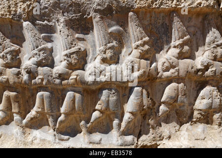 Soulagement des douze dieux, Yazılıkaya, sanctuaire historique des Hittites, Boğazkale, Çorum province, région de la mer Noire, la Turquie Banque D'Images