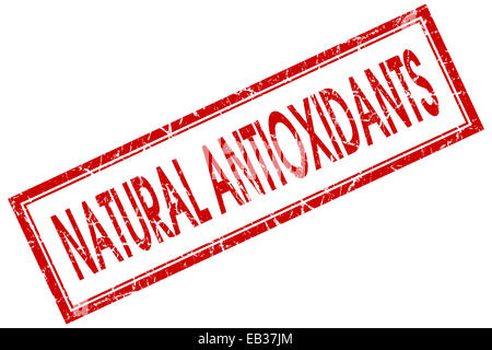 Antioxydants naturels la place rouge stamp isolé sur fond blanc Banque D'Images