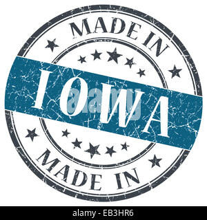 Faites en Iowa ronde bleu grunge stamp isolés Banque D'Images
