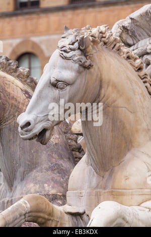Détail de la fontaine de Neptune de la Piazza della Signoria, Florence. La fontaine a été mise en service en 1565 et est l'oeuvre de t Banque D'Images