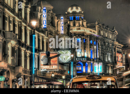 Les théâtres du West End de Londres, dans la nuit Banque D'Images