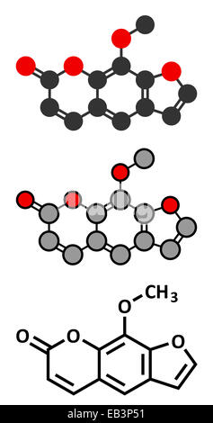 Methoxsalen (psoralène) maladies de peau molécule pharmaceutique. Utilisé dans la thérapie PUVA en combinaison avec les radiations UVA. Squelettique classiques Banque D'Images