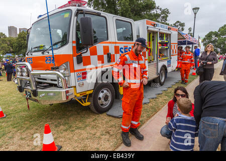Service d'urgence de l'Etat, SES, l'affichage sur véhicule à Melbourne, Australie Banque D'Images