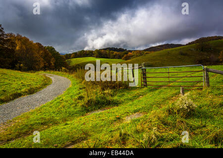 Porte dans un champ agricole dans le cône de Moïse, sur le Blue Ridge Parkway en Caroline du Nord. Banque D'Images