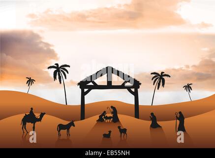 Crèche de vecteur dans desert Illustration de Vecteur