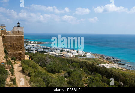 La Tunisie, Kélibia, vue sur la mer de la forteresse du xiie siècle Banque D'Images