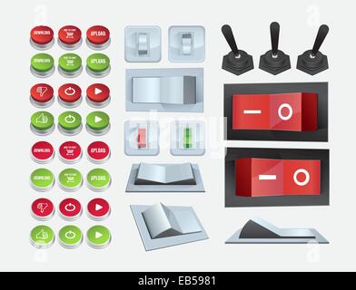 Icônes et du commutateur marche/arrêt Illustration de Vecteur