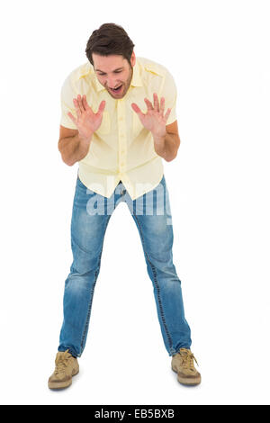 Homme en colère en criant à l'étage Banque D'Images