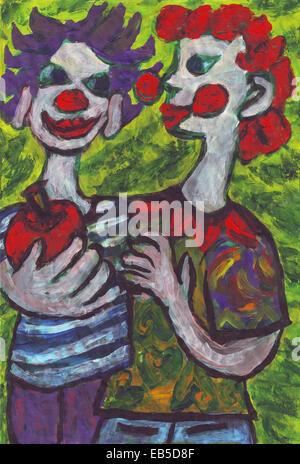 Deux clowns peinture d'amis Banque D'Images