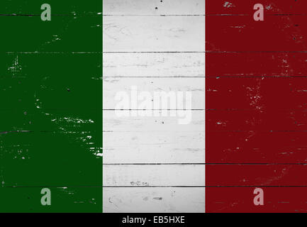Drapeau Italien peint sur une planche en bois Banque D'Images