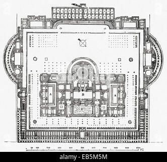 Les Thermes de Caracalla, Rome, Italie. Une reconstruction du plan d'étage de l'bain. Banque D'Images