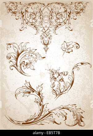 Vintage floral victorien pour la conception d'éléments Banque D'Images