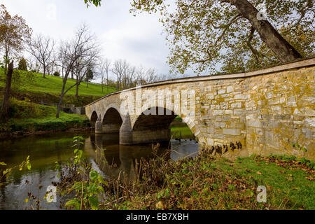 Burnside Bridge Champ de bataille National d'Antietam, Sharpsburg, Maryland, USA. Banque D'Images