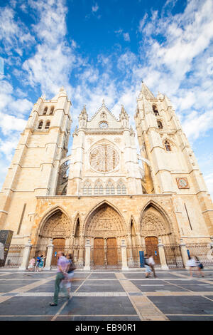 Cathédrale de Leon, Chemin de Saint-Jacques de Compostelle, Leon, Espagne Banque D'Images