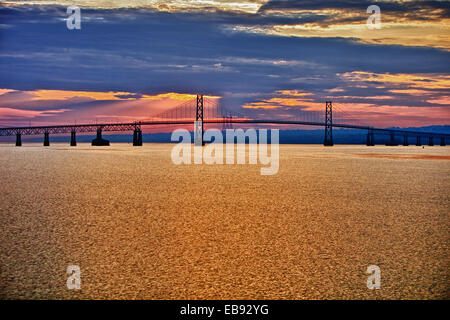 Le pont (le pont de l'île) liens entre la terre ferme et l'île-d'Orléans juste au nord de la ville de Québec Banque D'Images