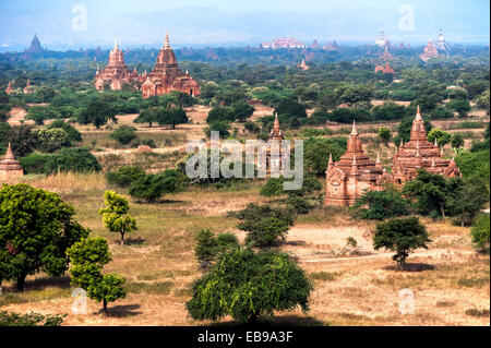 Paysages de voyages et destinations. L'architecture incroyable de vieux temples bouddhistes à Bagan Royaume, Myanmar (Birmanie) Banque D'Images