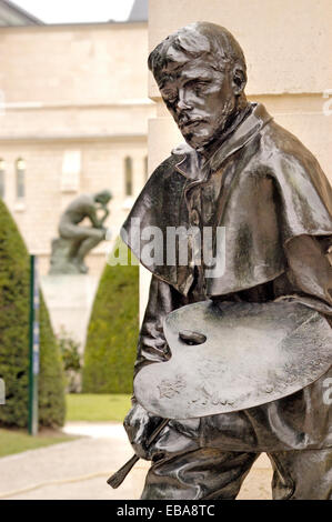 Paris, France. Musée Rodin, rue de Varenne. Des statues dans le parc du Musée d'une statue de Jules Bastien-Lepage Banque D'Images