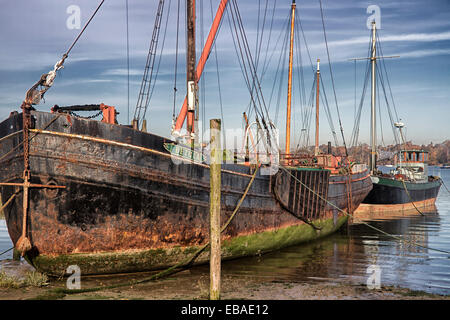 1924 Historique navigation barge Betula, broche Mill, Suffolk, UK Banque D'Images