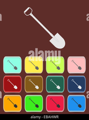 Pelle - Vector icon avec des variations de couleurs Banque D'Images