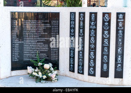 En Espagnol Memorial Square Mostar Bosnie et Herzégovine à la vingt trois CASQUES BLEUS DES NATIONS UNIES 23 espagnol qui est mort dans la ville dur Banque D'Images