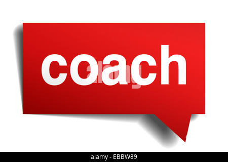 Coach 3d rouge papier bulle réaliste isolated on white Banque D'Images