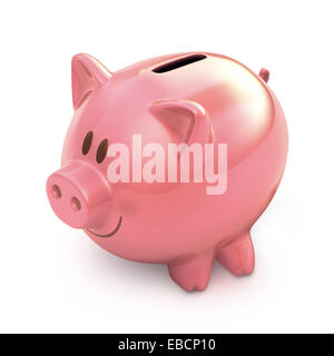 Piggy Bank on white background with clipping path inclus. Banque D'Images