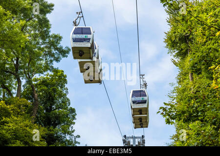 Cable cars sur les hauteurs d'Abraham, Matlock Bath, Derbyshire, Angleterre, RU Banque D'Images