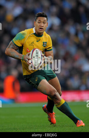 Twickenham, London, UK. 29 novembre, 2014. Angleterre Israël Folau Australie Angleterre V Australie, Qbe International Automne 2014 Twickenham, Londres, Angleterre 29 novembre 2014 Angleterre V Australie Qbe International, automne 29/11/2014 Allstar Crédit : photo library/Alamy Live News Banque D'Images