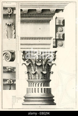 Colonne d'ordre corinthien par Claude Perrault, architecte de la Renaissance française l'illustration. Voir la description pour plus d'informations. Banque D'Images