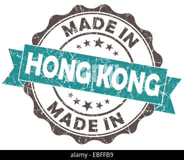 Fait à Hong Kong joint bleu grunge Banque D'Images