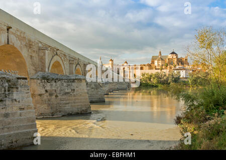 La Cathédrale de Cordoue Mosquée de Cordoue OU À LA FIN DE LE PONT ROMAIN SUR LE GUADALQUIVIR Banque D'Images