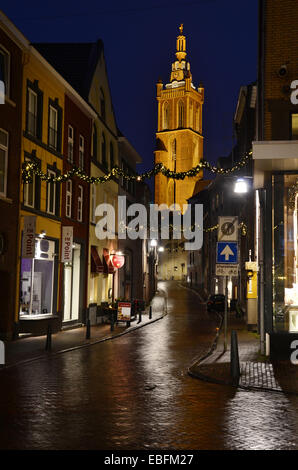 Cathédrale St Christopher au crépuscule, Roermond, Pays-Bas Europe Banque D'Images