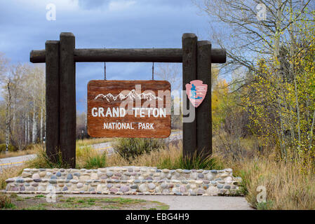 Moran entrée au Parc National de Grand Teton, Wyoming, USA Banque D'Images