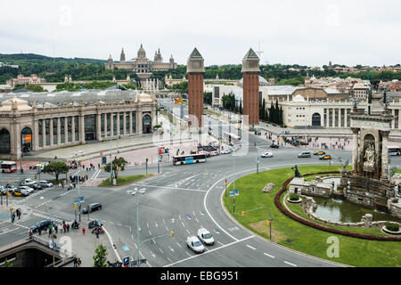 La Plaça d'Espanya et du parc des expositions, Barcelone, Catalogne, Espagne Banque D'Images