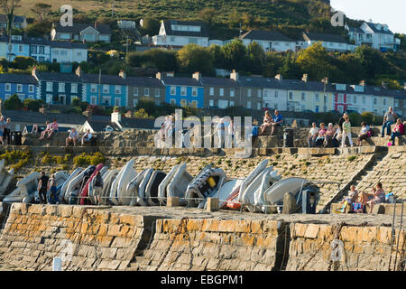 Soleil de septembre : Cei Newydd / New Quay, sur la côte de la Baie de Cardigan de Ceredigion, West Wales UK Banque D'Images