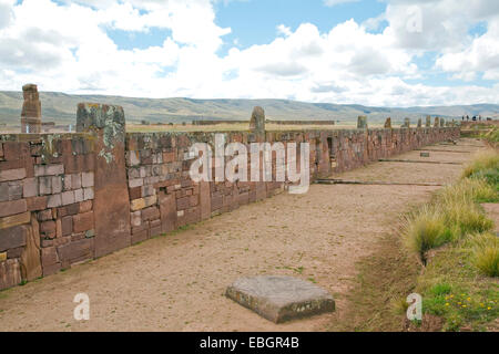 Mur en ruines de Tiwanaku, Bolivie, Tiwanaku Banque D'Images